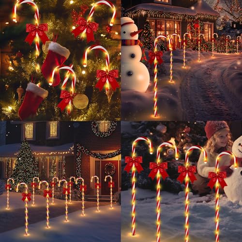 24PCS 240LED Solar Candy Cane Pathway Lights O28090