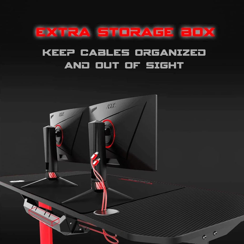 55 Inch Ergonomic Gaming Desk with Full Desk Mouse Pad W213816