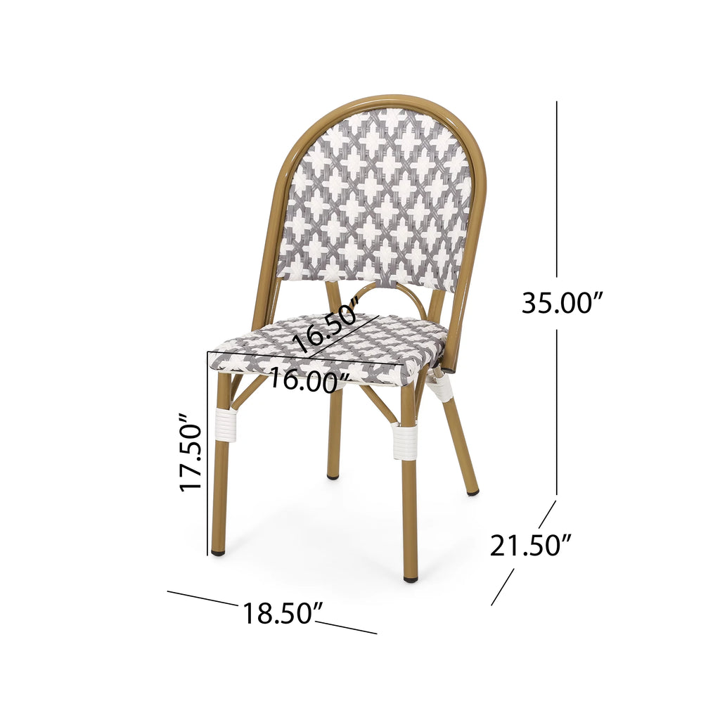 Set of 4 Gray White Bamboo Finish Outdoor Bistro Chair P690