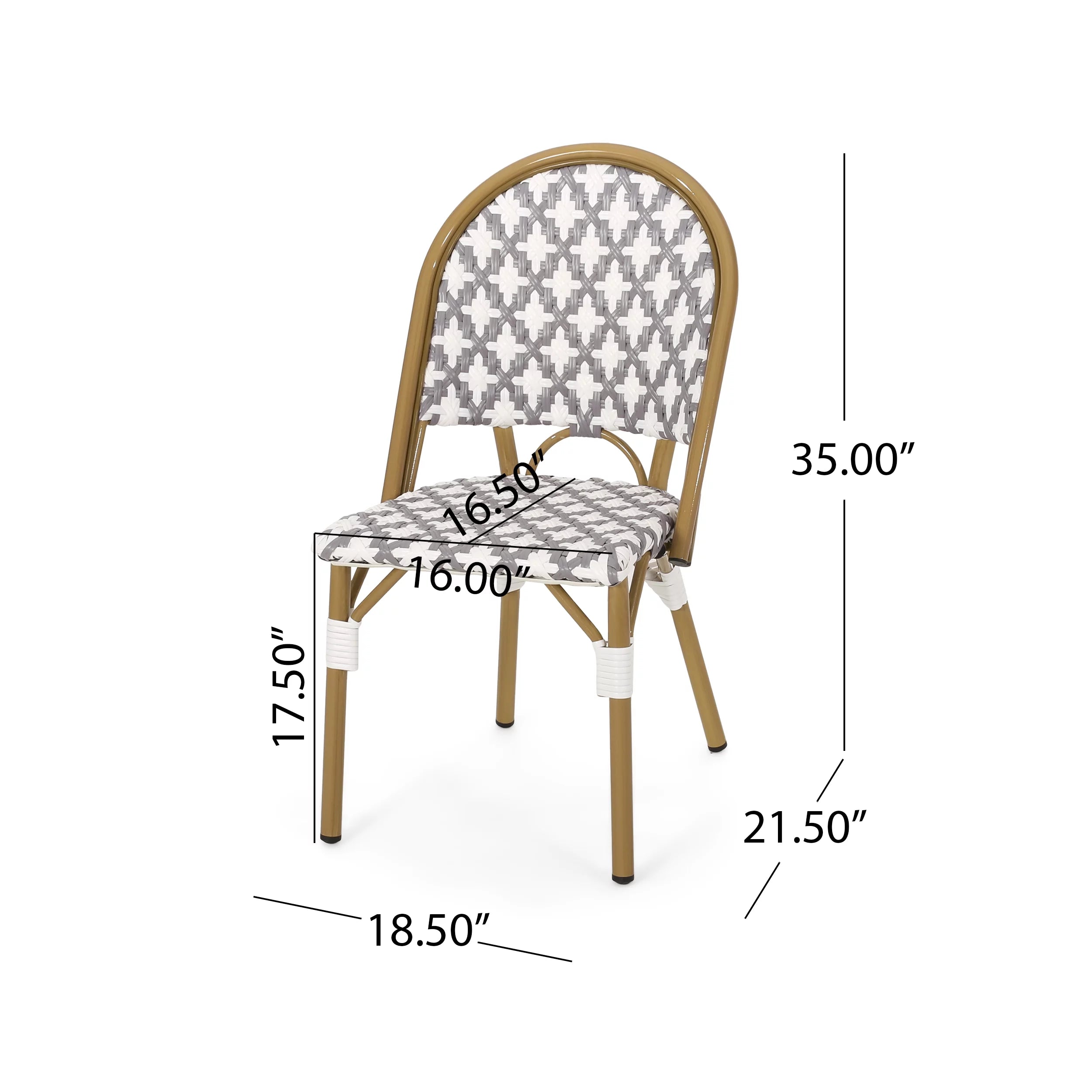 Set of 4 Gray White Bamboo Finish Outdoor Bistro Chair P690