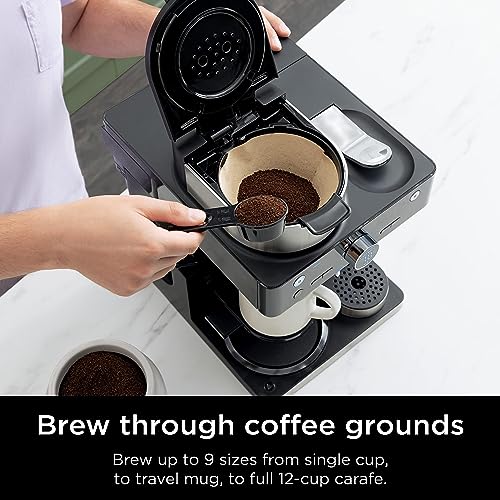 Black Espresso & Coffee Maker, Single-Serve & Capsule Compatible, Built-in Frother N371