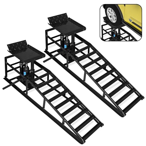 2 Pack Black Heavy Duty Steel Hydraulic Car Ramps 5t W519