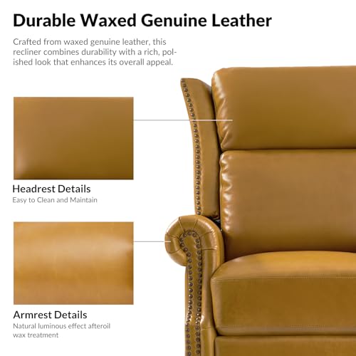 Genuine Leather Swivel Rocker Recliner with Footrest and Lumbar Support A135