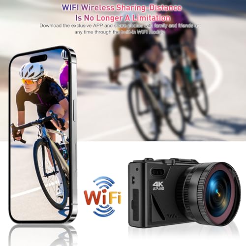 Black 64MP Digital Camera with 3" Flip Screen, 32GB SD Card, 2 Batteries F20301
