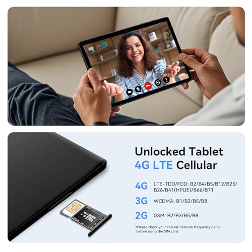 Android 15 Tablet with SIM Card Slot, 4G Cellular, Octa-Core, 12GB+64GB, 2TB Expandable, Dual Cameras, WiFi, BT5.0, GPS, Protective Case X744626