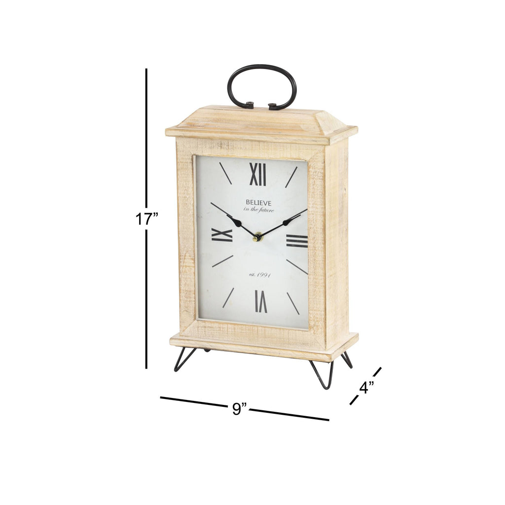 Rectangular Beige Wooden Table Clock O841