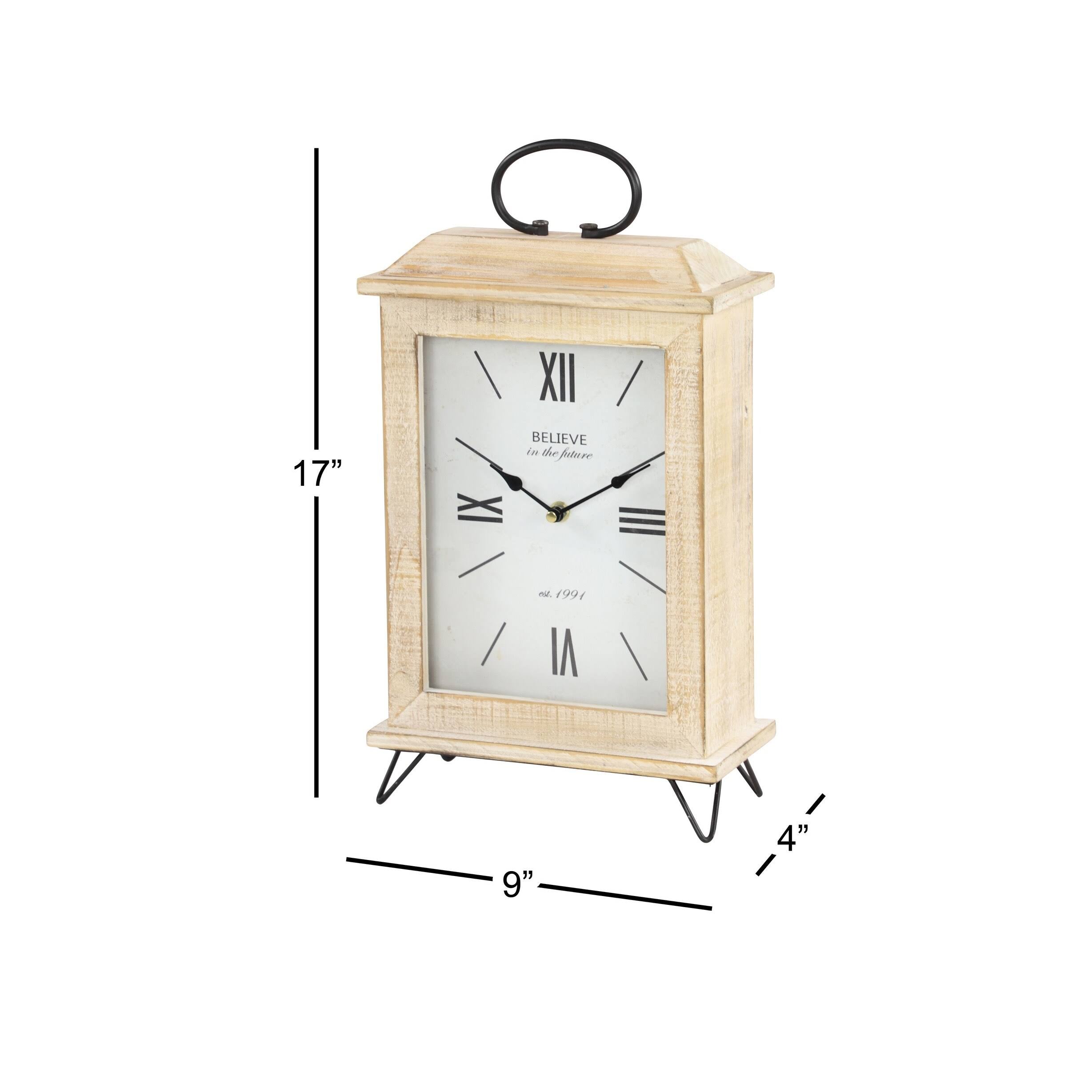 Rectangular Beige Wooden Table Clock O841
