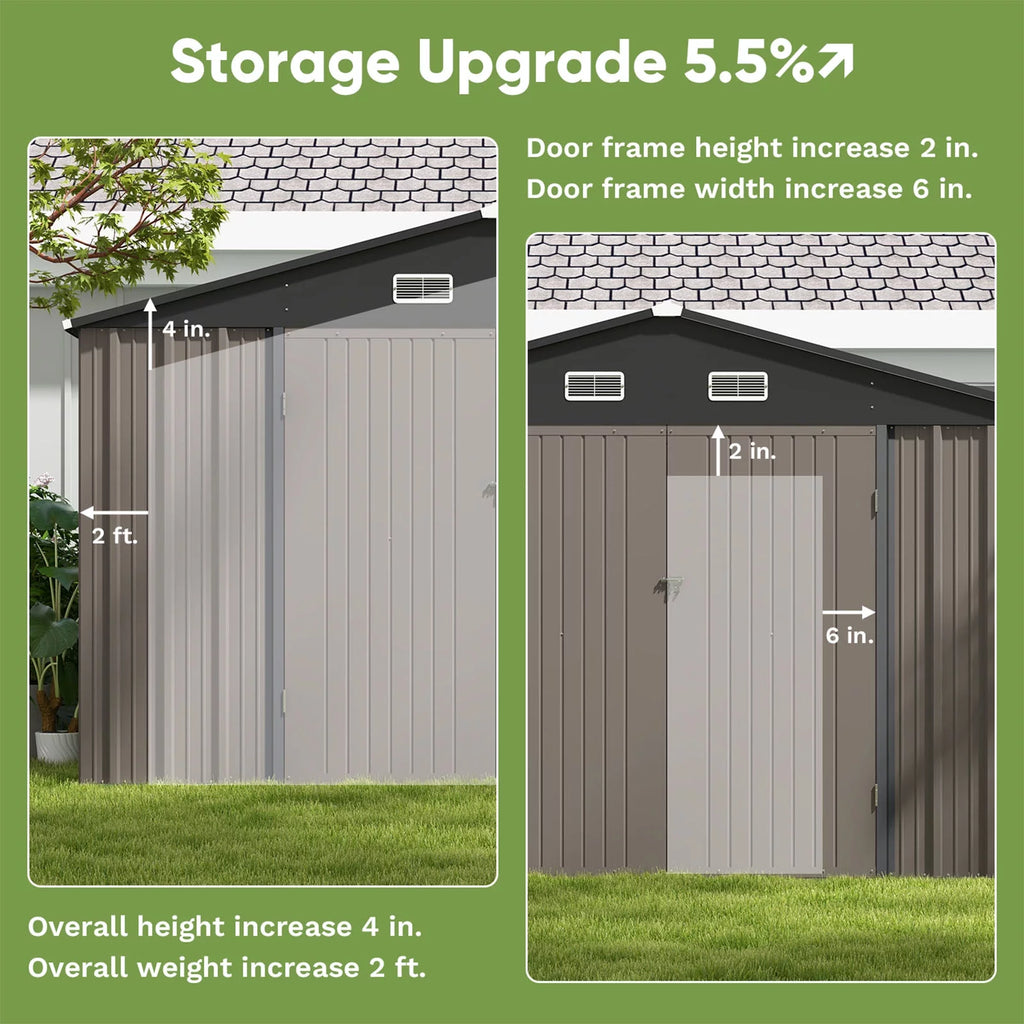 10 x 10 ft Outdoor Storage Metal Shed, Brown G85295