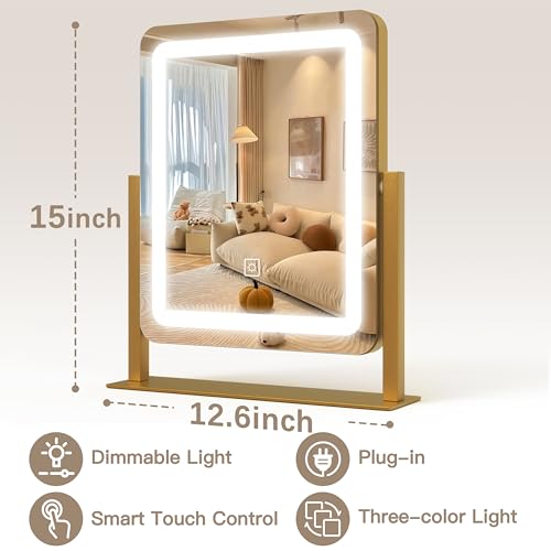 12.6"×15" LED Lighted Vanity Mirror with Dimmable 3 Modes Light E91874