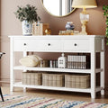 Beige 50" Solid Wood Console Table with 3 Drawers F50887