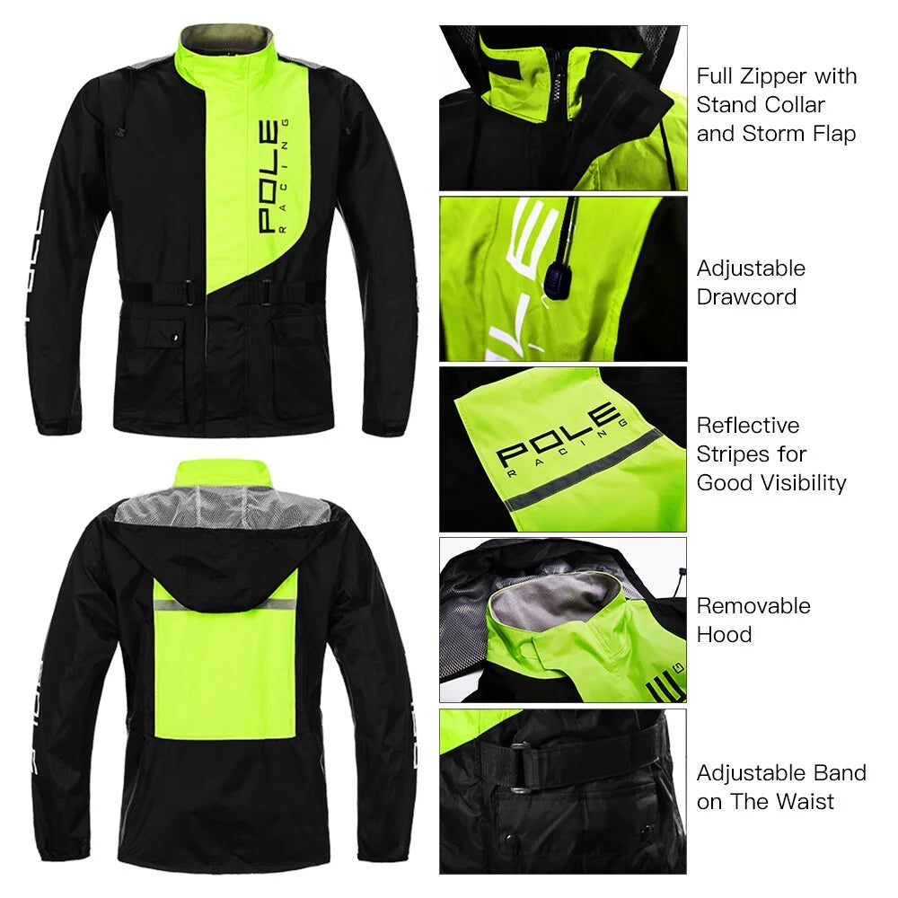 Men Waterproof Breathable Rain Suit Jacket and Pants I122800