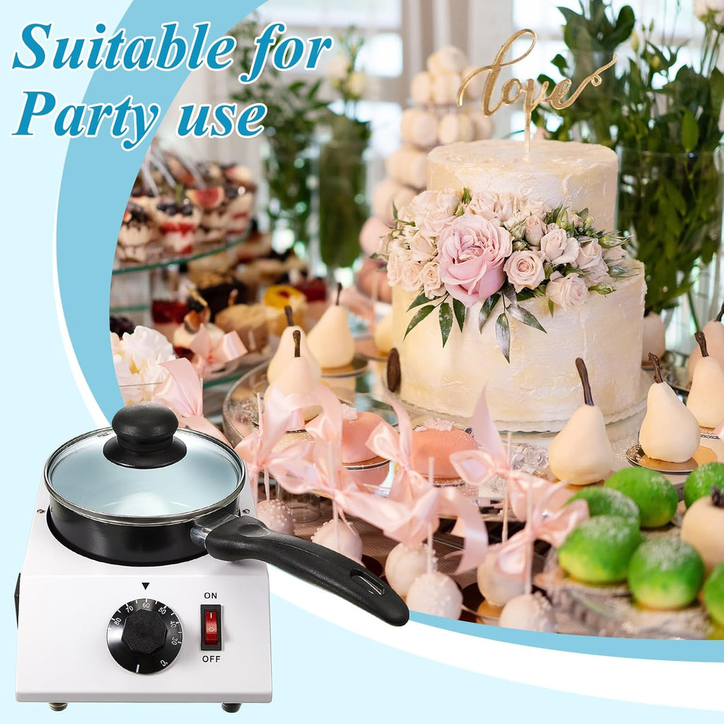 Chocolate Boiler Pot Electric Heating Chocolate Melting Tempering Machine with 1 Silicone Spatula Aluminum Boiler C57444