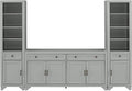 Distressed Gray 3 Piece Sideboard and Bookcase Set T96626