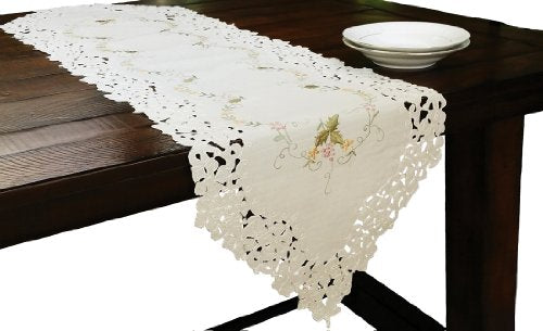 Bordeaux Embroidered Cutwork Table Runner, 15-Inch by 54-Inch D8737