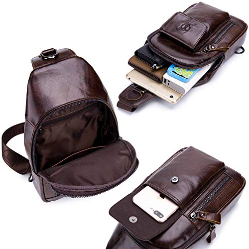 Mens Leather Crossbody Sling Bag D620