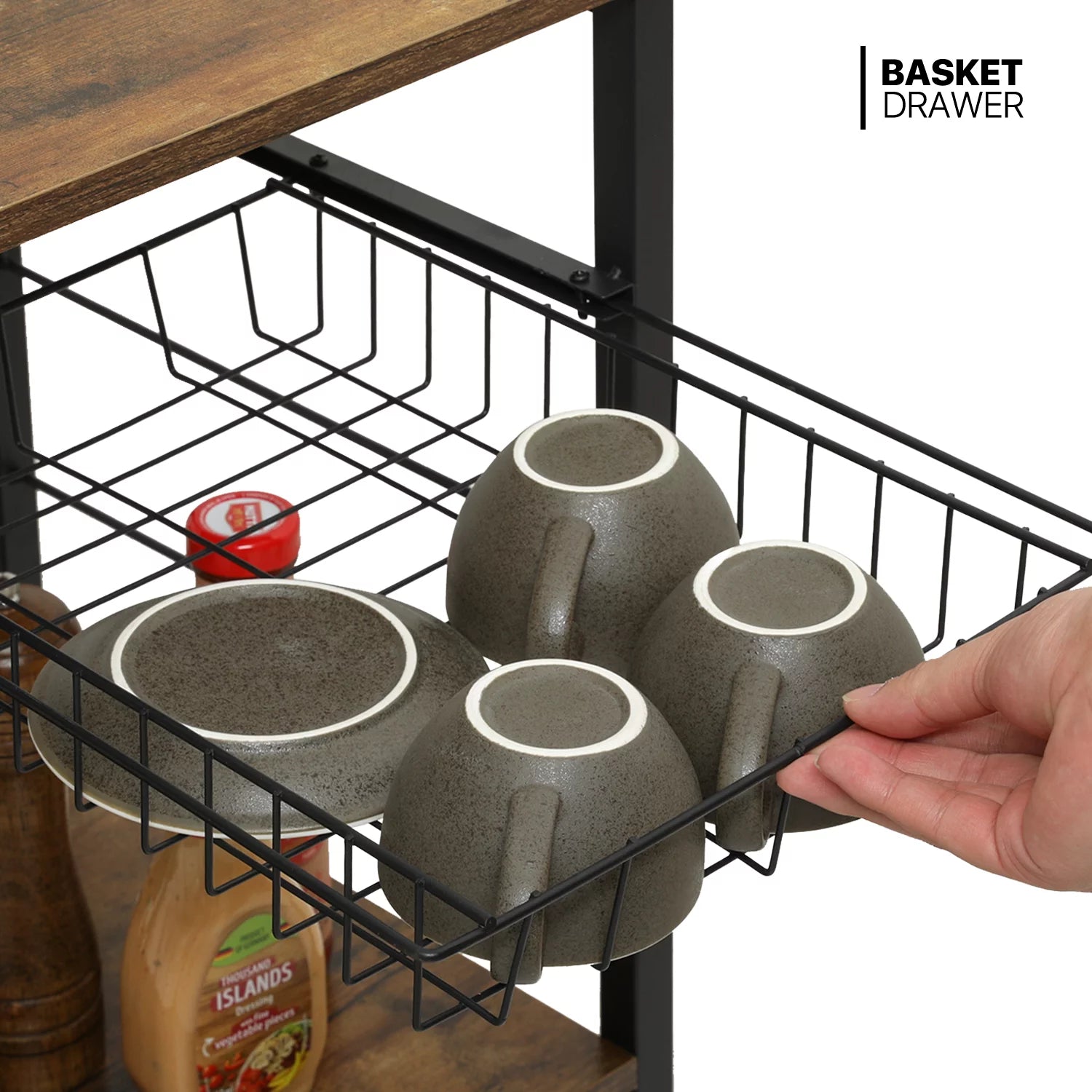 Brown 6 Shelves Utility Storage Shelf with Wire Basket U5849