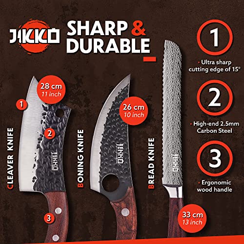 6 Piece Japanese Carbon Steel Kitchen Knife Set with Walnut and Mahogany Wood Handles F367933