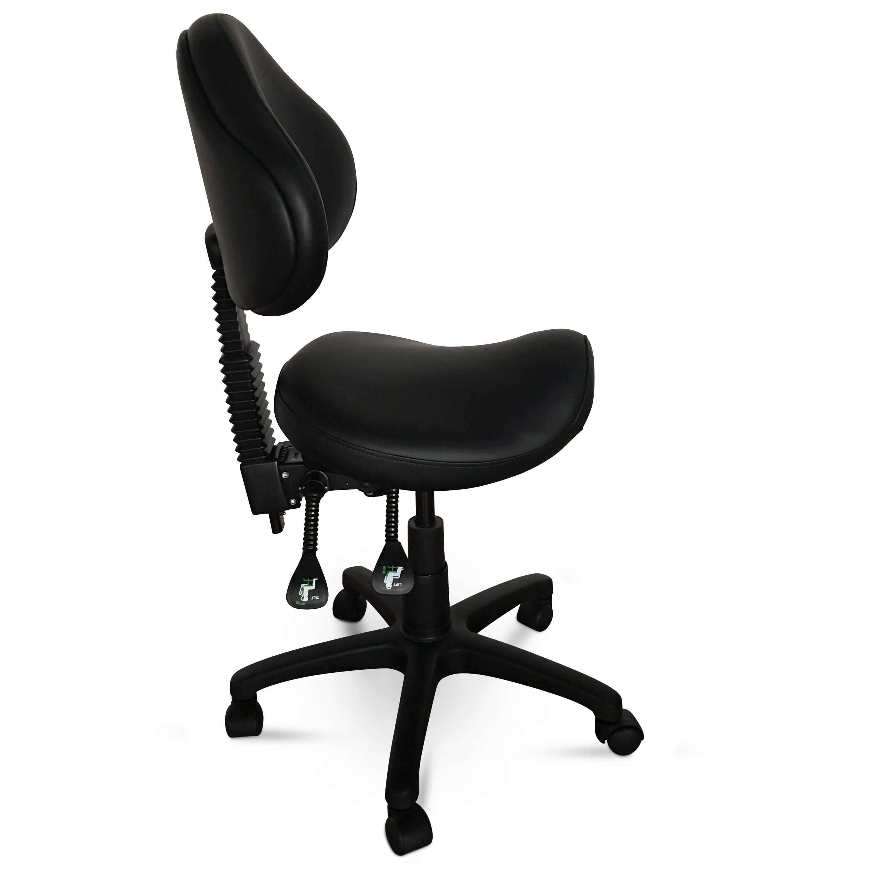 Rolling Saddle Stool with Adjustable Height and Backrest Z907266