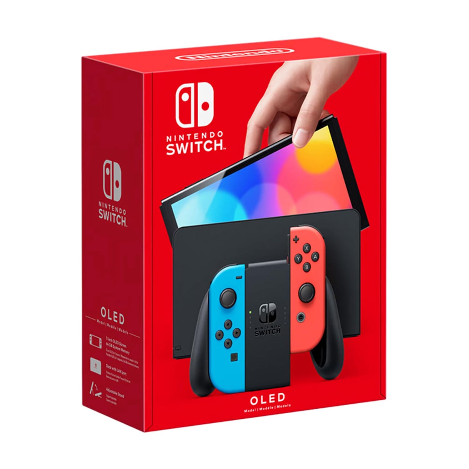 Nintendo Switch OLED Model (Neon Red/Blue) with Extra Joy-Con (Red/Blue), Dock, Joy-Con Grips and Straps, Portable Case and Earphones Z694245