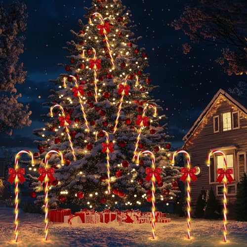 24PCS 240LED Solar Candy Cane Pathway Lights O28090