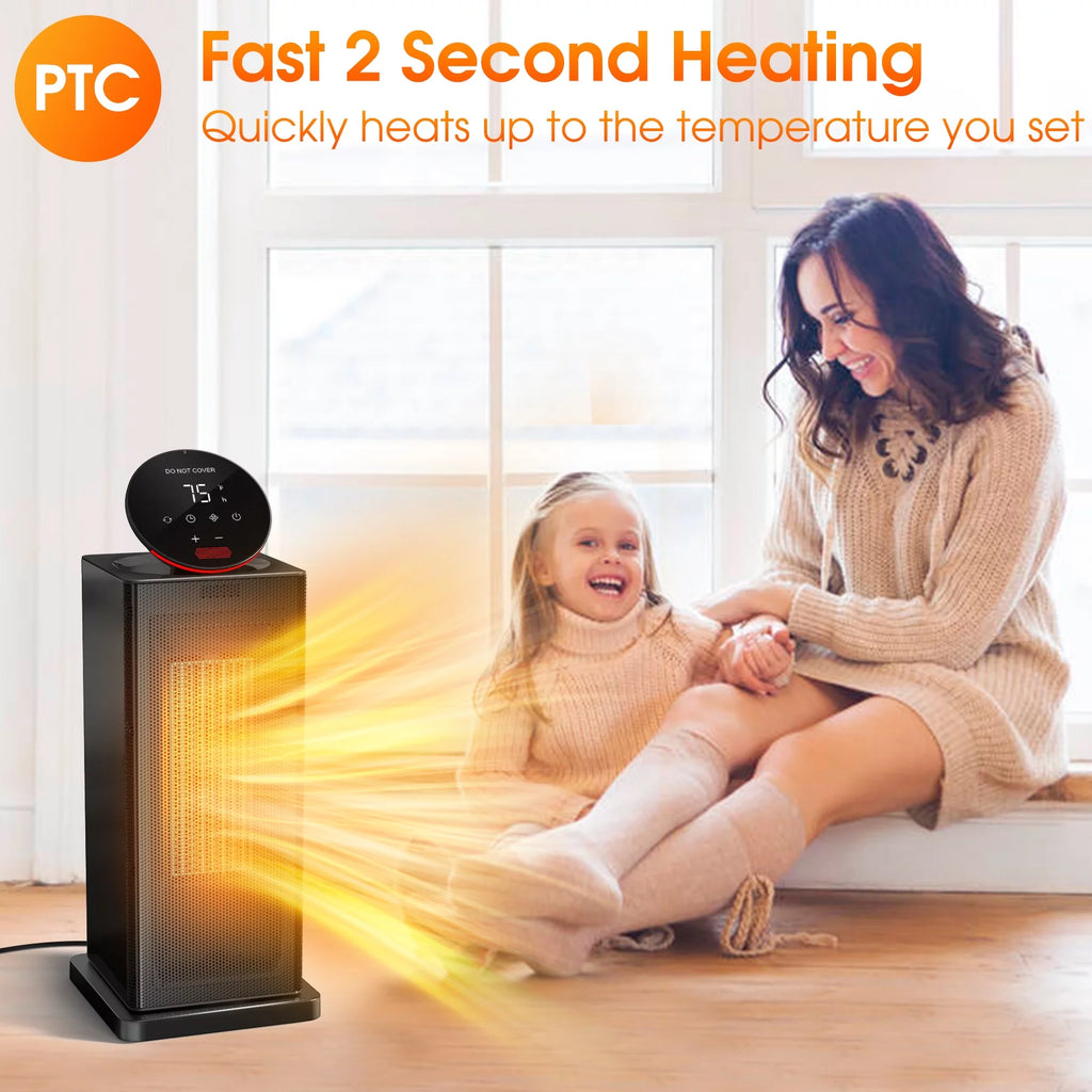 90° Oscillating Electric Tower Heater with Remote H88233