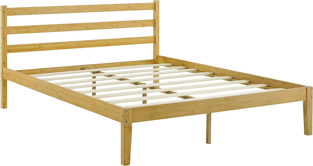 Natural Bamboo Queen Platform Bed Frame With Headboard P621