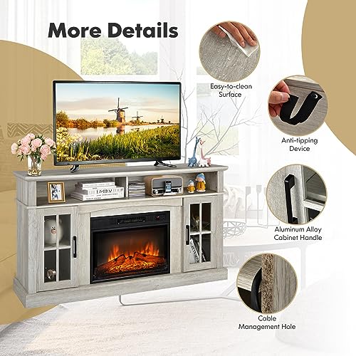 Grey Electric Fireplace TV Stand E298