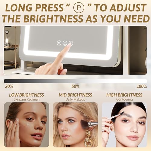 12.6"×15" LED Lighted Vanity Mirror with Dimmable 3 Modes Light E91874