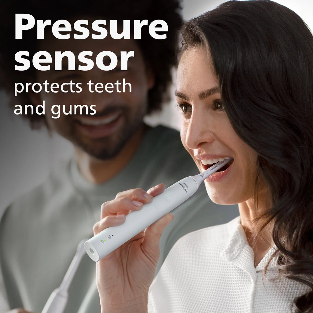 White Rechargeable Electric Toothbrush with Pressure Sensor A461