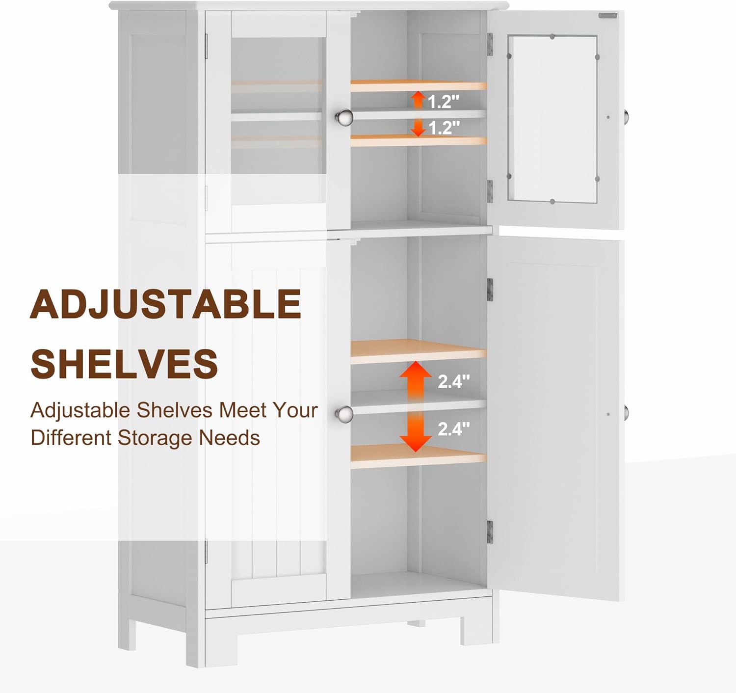 White Freestanding Kitchen Pantry Storage Cabinet C6967