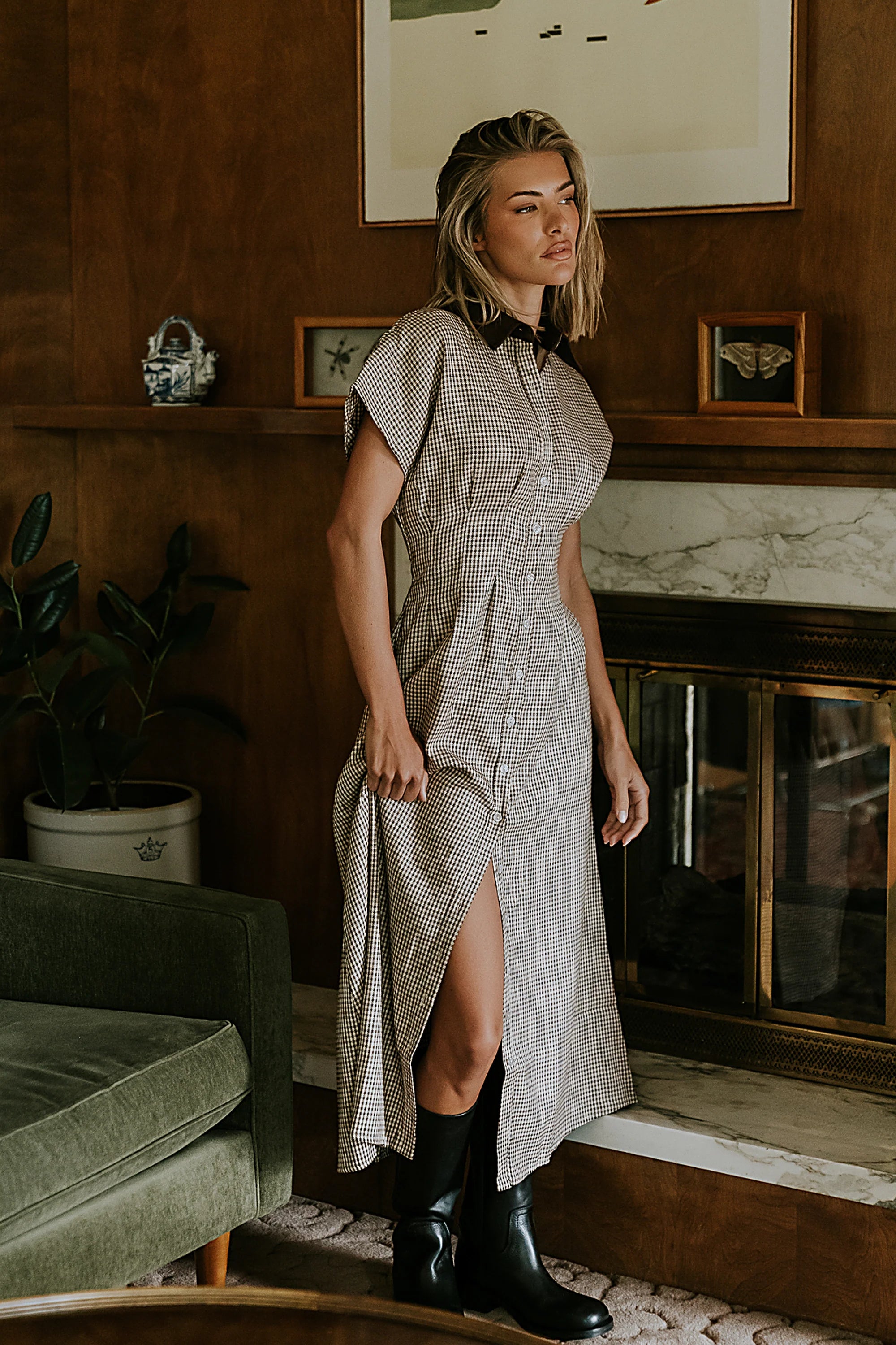 Houndstooth Maxi Dress R56735