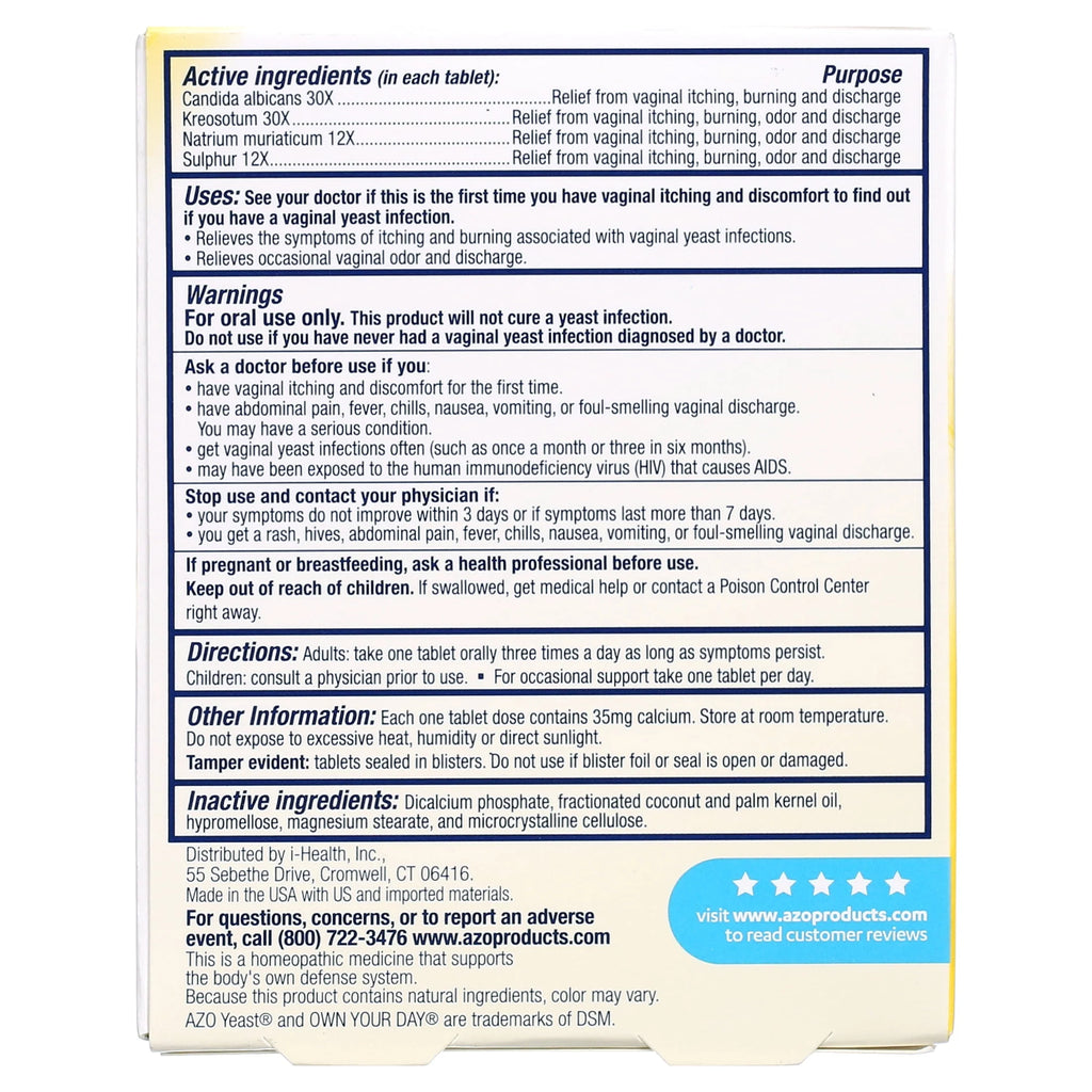 60 Ct Yeast Relief Tablets Q872602