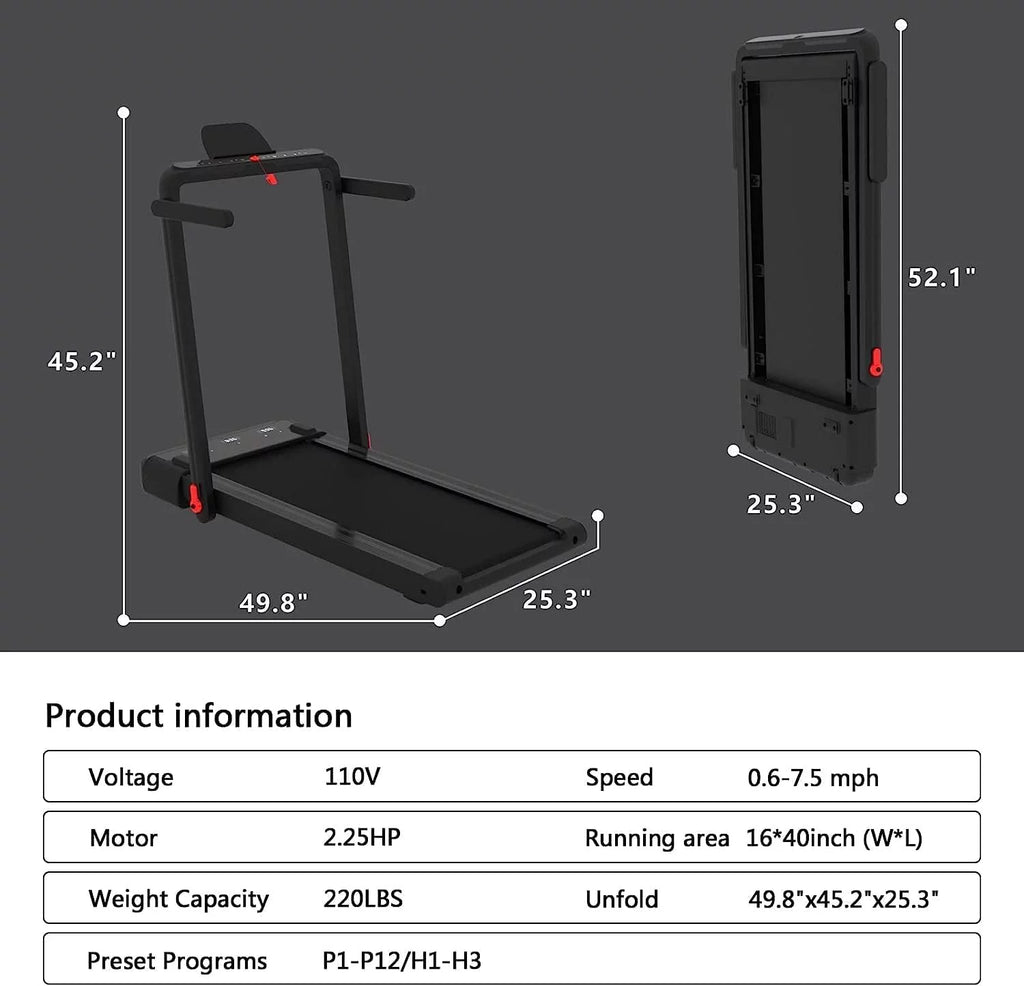 2 in 1 Folding Portable Under Desk Treadmill with Remote Control Y7017