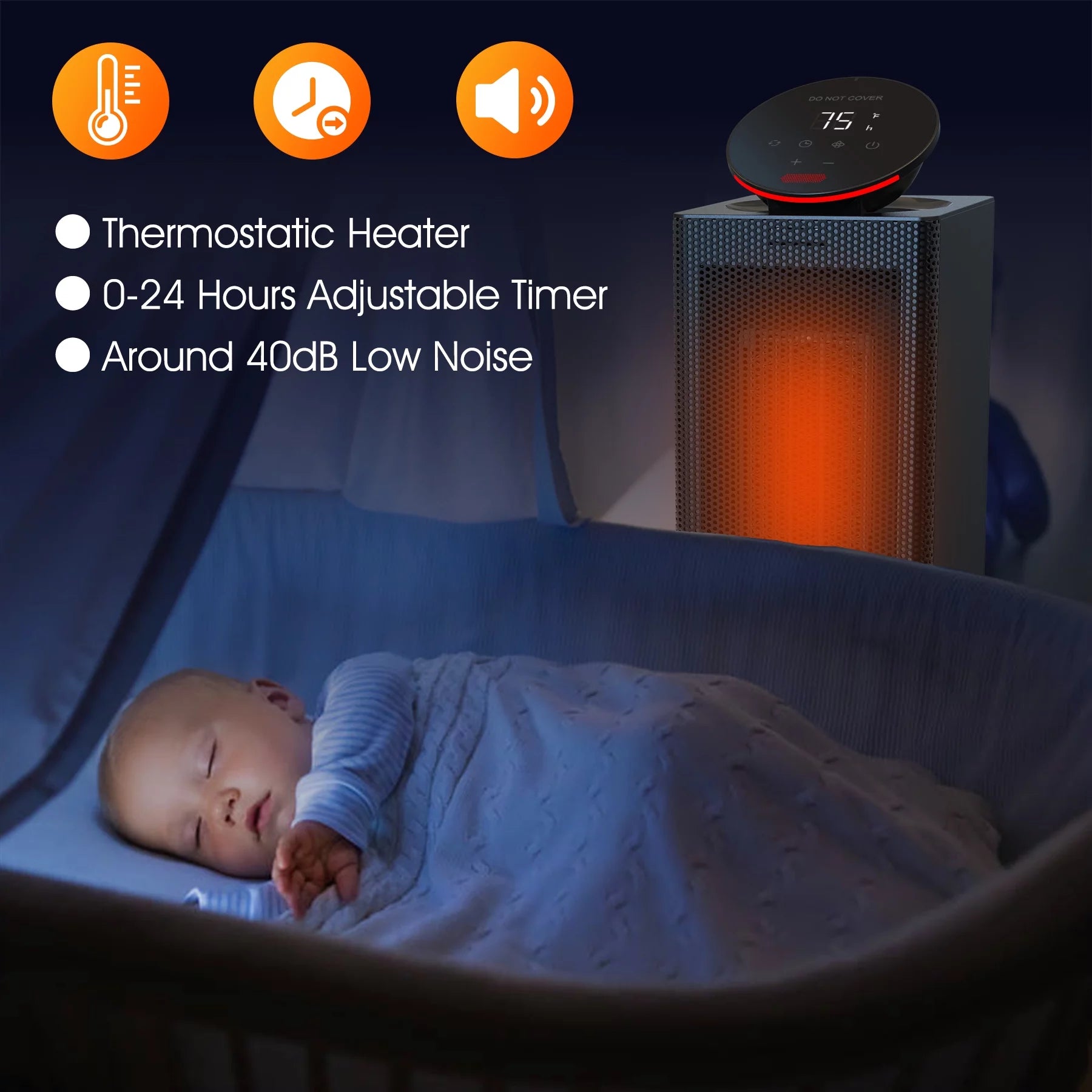 90° Oscillating Electric Tower Heater with Remote H88233