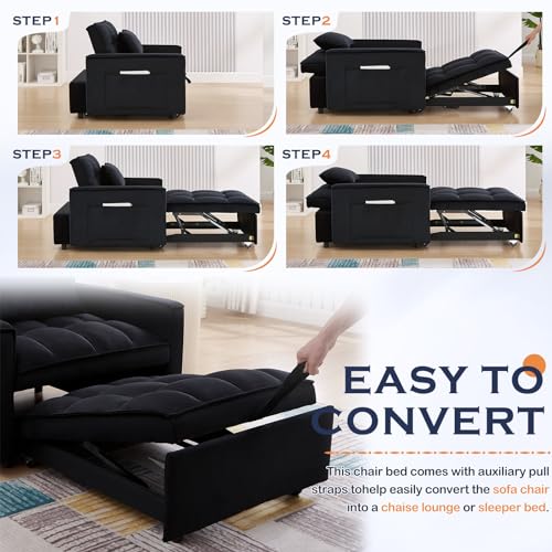 Grey Velvet Convertible Sleeper Sofa Bed L4169