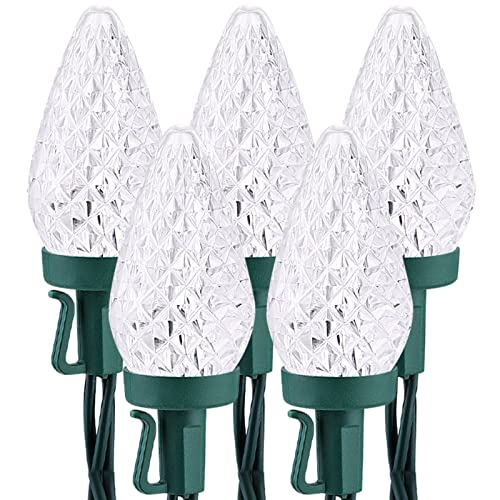 Cool White 16FT 25 LED Faceted Christmas Lights B956