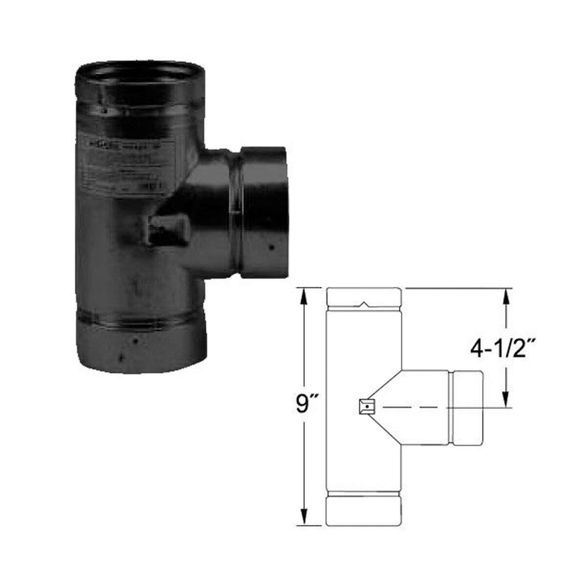 3'' Black Pellet Vent Pipe Tee with Tee Cap C6264