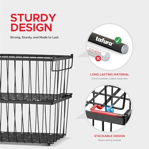 4 Pack Stackable Freezer Organizer Bins with Handles (Black) A91415