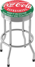 Bar Stool with Retro Chrome Ribbed Side Swivel Chair F48426