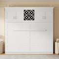 White Queen Size Murphy Wall Bed with Top Cabinets & Wine Rack S66143