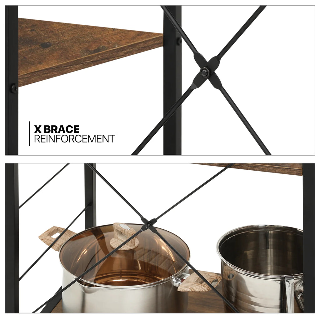 Brown 6 Shelves Utility Storage Shelf with Wire Basket U5849