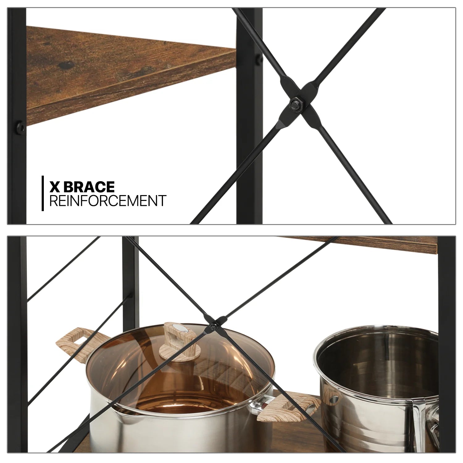 Brown 6 Shelves Utility Storage Shelf with Wire Basket U5849