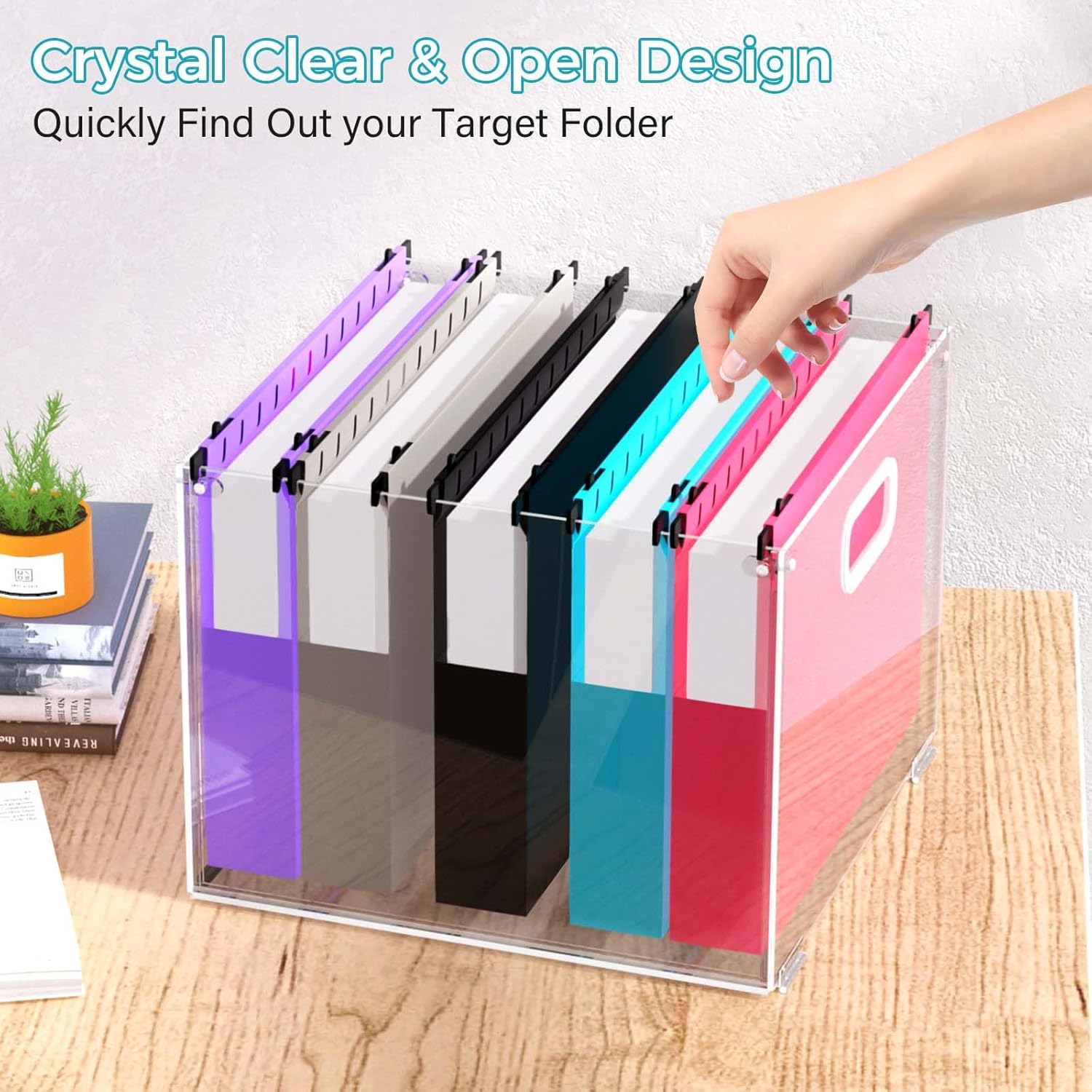 Clear Acrylic Hanging File Organizer with Handle I3268
