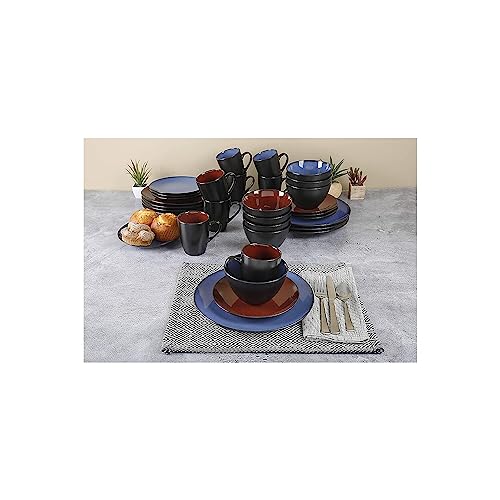 Blue 16pc Stoneware Dinnerware Set O9585