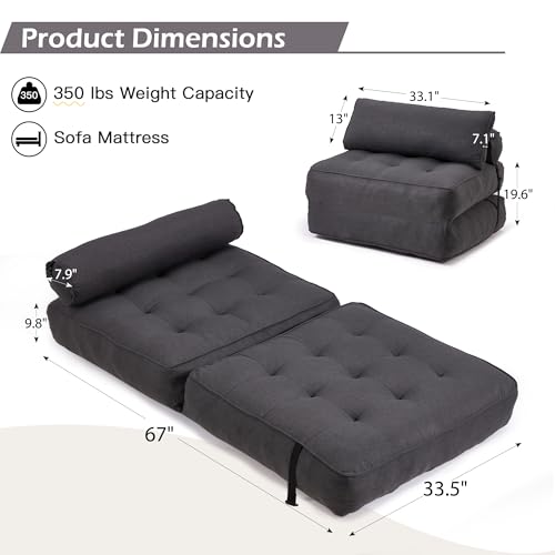 Grayish Blue Folding Sofa Bed with Corduroy Fabric Q995574