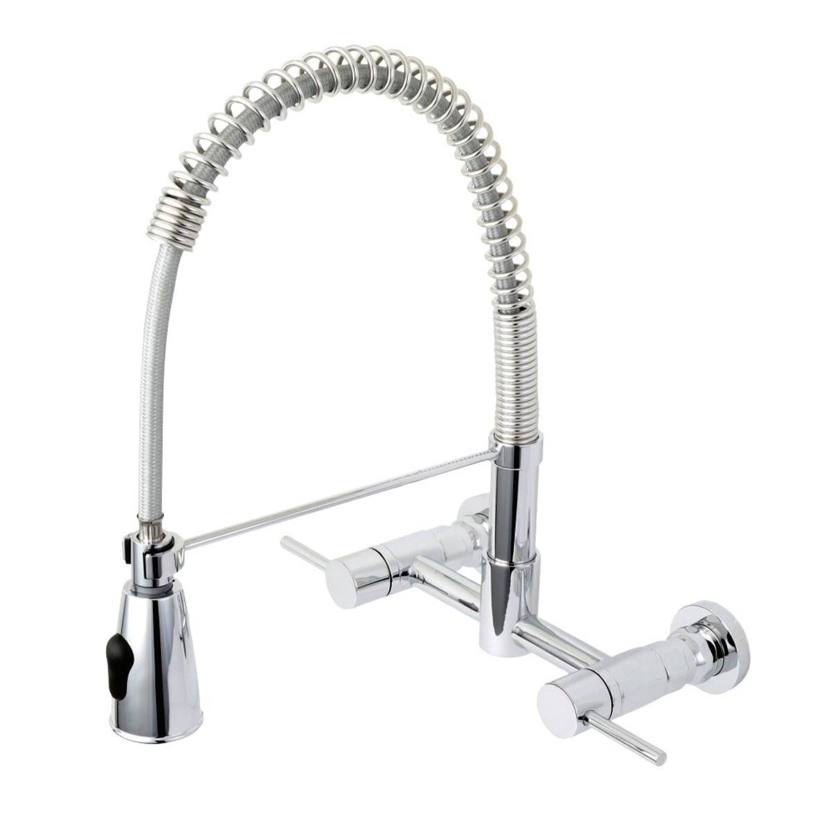 Oil Rubbed Bronze 2-Handle Wall Mount Pull-Down Kitchen Faucet Y717609
