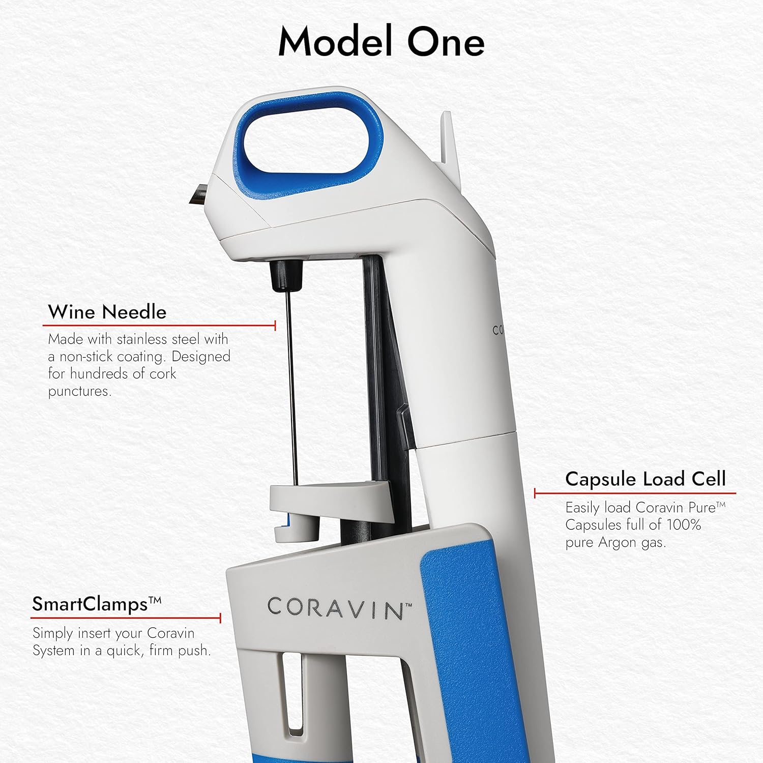 Wine Bottle Opener and Preservation System, Includes 2 Argon Capsules T508898
