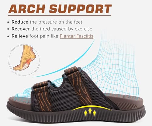 Mens Orthotic Sandals Athletic Recovery Sport Slides Adjustable Strap Open Toe Walking Sandals W804111