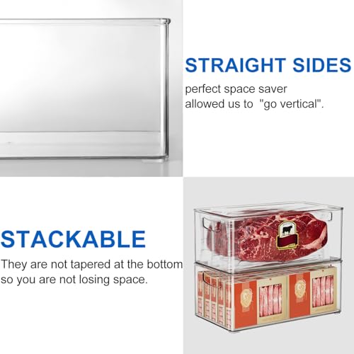 2 Pack Deep Freezer Organizer Bins, Stackable Chest Freezer Storage Bins, Food-Grade Plastic C1526