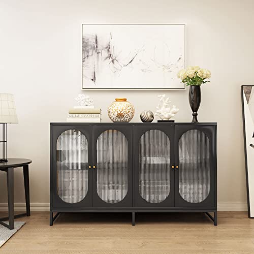 Natural Accent Storage Cabinet with Glass Doors and Adjustable Shelves U63148